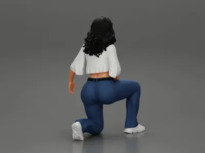 Chola Girl in sitting on knee  3D print model