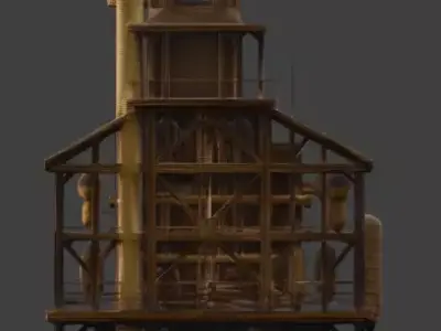 Steampunk Industrial Factory Complex 3D Model Low-poly 3D model