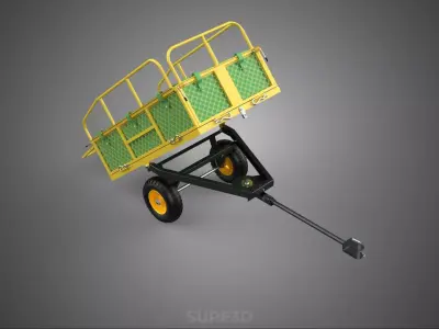TILTED DUMP TRAILER CARGO CART WAGON GARDEN TRACTOR LAWN MOWER 2 3D model
