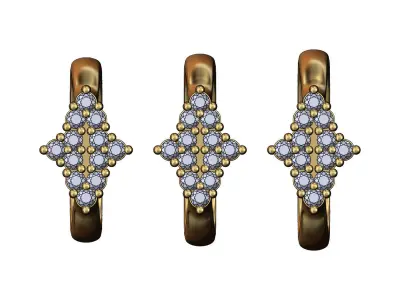 Diamond star cluster ring US sizes 6 7 8 3D print model