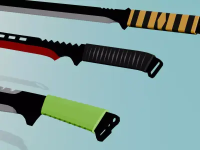 3 MACHETES Low-poly 3D model