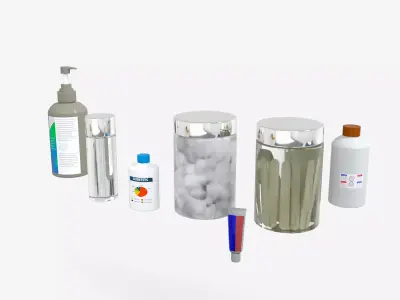 Medical Bottles and Jars Pack Low-poly 3D model
