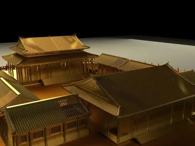 Chinese ancient courtyard house  3D model