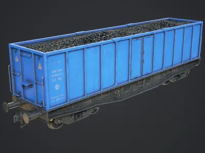 Railway Cargo Wagon Low-poly 3D model