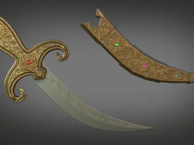 3D Low Poly Realistic Old Dagger with 2 PRO Design Low-poly 3D model