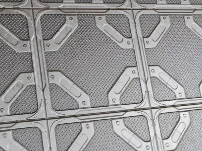 Sci-Fi Reinforced Metal Floor Plate PBR Seamless Texture