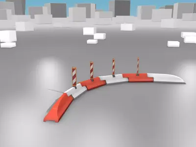 White and Red Road Traffic Barrier - Part 28 - Low-poly 3D model