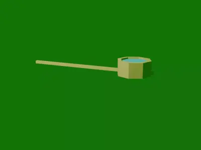 Low Poly Japanese Ladle -Hishaku- with Animated Water  128 Tris  Free low-poly 3D model