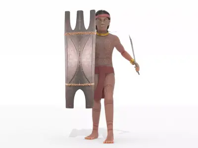 Pre-Colonial Filipino Warrior 3D Low-poly 3D model