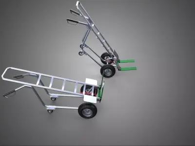 FOUR WHEEL TILT HAND TRUCK CASTER TROLLEY PALLET CART FORK LIFT 3D model