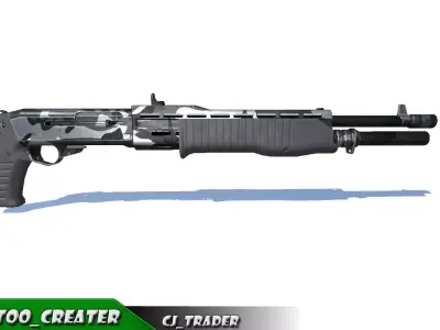 Space12 Shotgun Rigged  Low-poly 3D model Low-poly 3D model