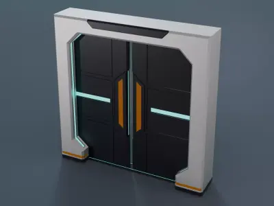 Low Poly Sci-Fi Doors Pack A-002 Low-poly 3D model