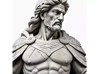 Fantasy Stone Statue of Forgotten Hero for 3D print 3D model