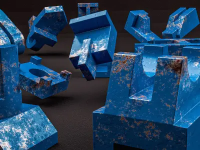 Building Blocks Kit Machined Parts Hard Surface V2 Low-poly 3D model