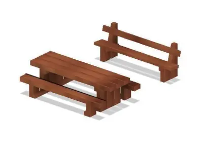 Model Railway Sleeper Picnic Table and Bench 3D print model