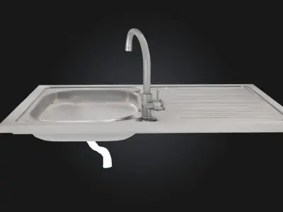 Stainless Steel Kitchen Sink Durable Modern  3D model