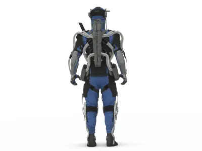 Futuristic Battle Robot 3D Model Rigged Game Ready Free low-poly 3D model