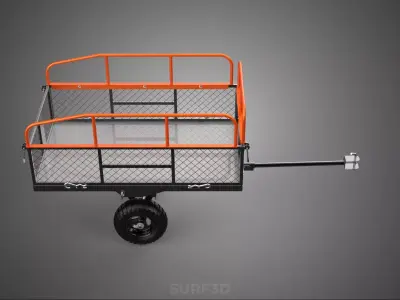 TOWING TRAILER TOW BEHIND DUMP GARDEN TRACTOR CONSTRUCTION CART 3D model