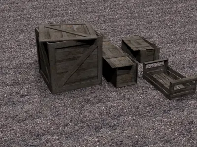 Wooden Crates Low-poly 3D model get