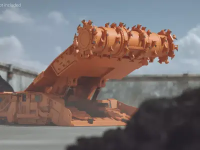 Underground Miner Vehicle for Tunnel Excavation Orange Rigged 3D model