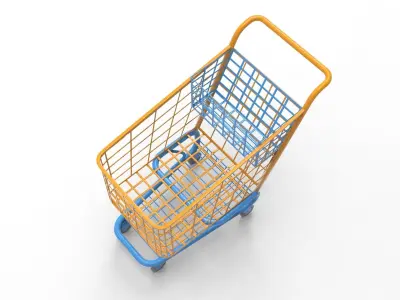 Supermarket Trolley Low-poly 3D model purchase