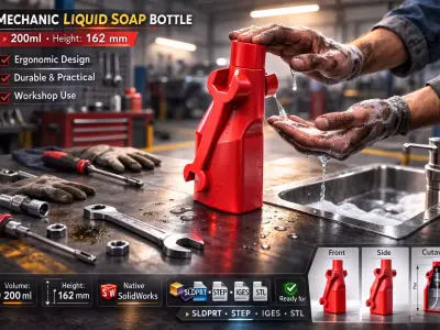 Mechanic Liquid Soap Bottle 200ml   Native SolidWorks 3 3D model