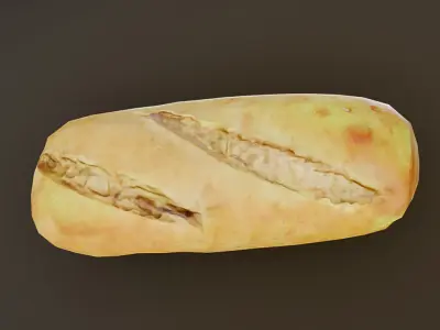Fresh small bread Low-poly 3D model