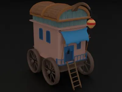  Stylized Medieval Caravan Low-poly 3D model