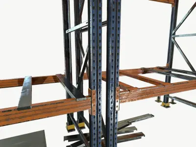 modular warehouse metal shelf Low-poly 3D model