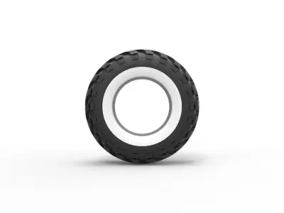 Military KRAZ Whitewall tire VID-201 Scale 1 to 25 3D print model
