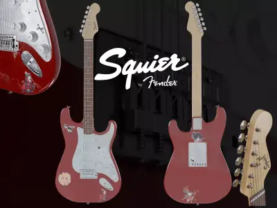 Squier by fender electric guitar  Low-poly 3D model