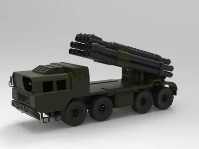 multiple Rocket launcher Missile Truck 3D model