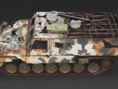 Demolished Armored Vehicle 3D Model 3D Model Low-poly 3D model