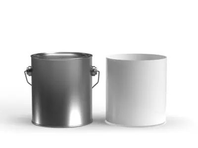 Half gallon paint can with metal handle  3D model