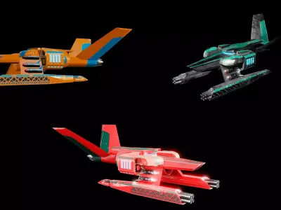spaceship warrior atack Low poly Low-poly 3D model