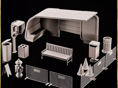 50 Different Street Asset Pack STL Collection  3D print model purchase