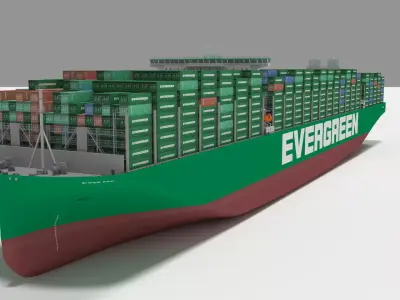 Ever ace container ship lowpoly 3D model