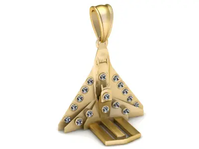 Fighter jet gold pendant 3D printable model 3D print model