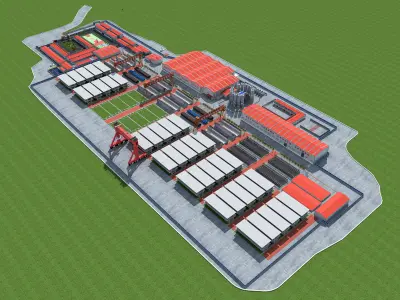 Cement bridge manufacturing plant 3D model