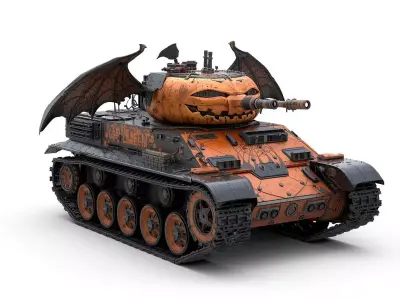 Halloween JackOLantern Tank 3D Model Spooky War Machine Low-poly 3D model