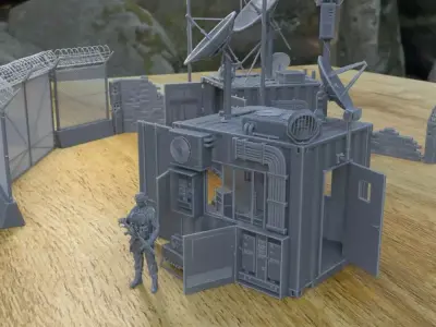 MILITARY MODERN TELECOM SHELTER FOR TABLETOP 1-35 SUPPORTED STL 3D print model