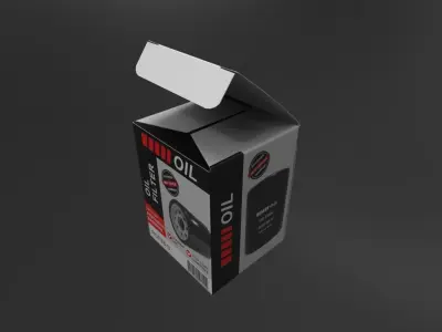 Oil filter and Box 7x7x9cm Low-poly 3D model