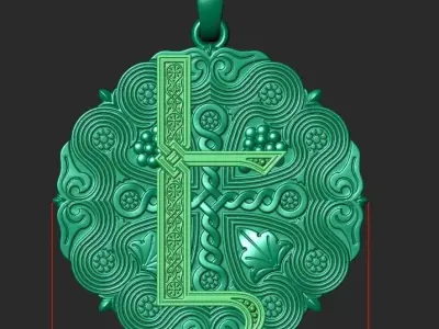 PENDANT WITH THE ARMENIAN LETTER 2 Printable Model 3D print model purchase