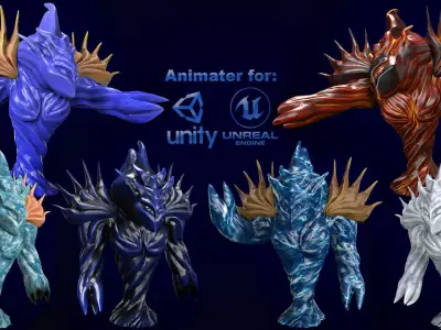 Low-poly model of the character Water Elemental Low-poly 3D model