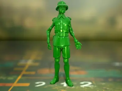 Green Soldier Figurine model pack Low-poly 3D model buy