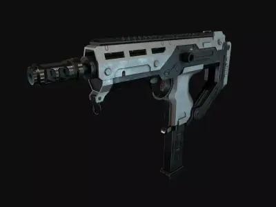 Game-ready SMG gun Low-poly 3D model