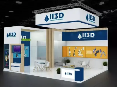 Exhibition Stand Stall Two Side Open 8X6 3D model