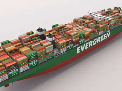 Ever Given Evergreen Container Ship 3D model