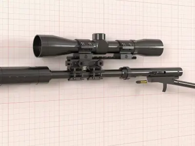 22LR homemade single shot semi-automatic survival carbine Low-poly 3D model