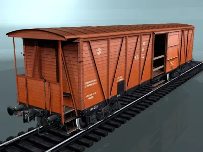 covered boxcar equipped with a hand brake Low-poly 3D model